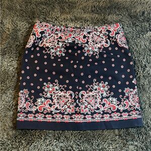Talbots petite size 80 blue red and white paisley print skirt